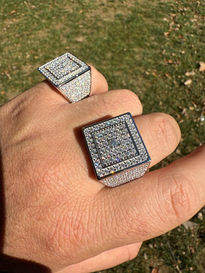 HarlemBling MOISSANITE Old School Square Cluster Iced Out Ring - 925 Silver