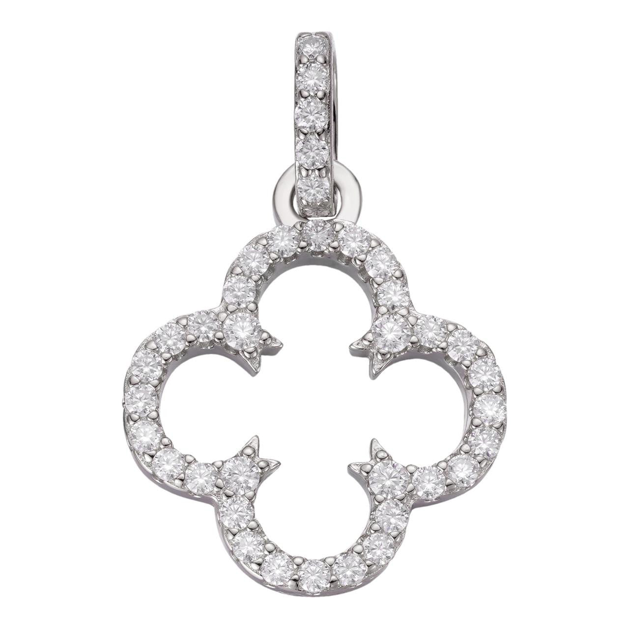 HarlemBling MOISSANITE Open Clover Flower Pendant - 925 Silver - 3 Sizes 0.75"-1.5"