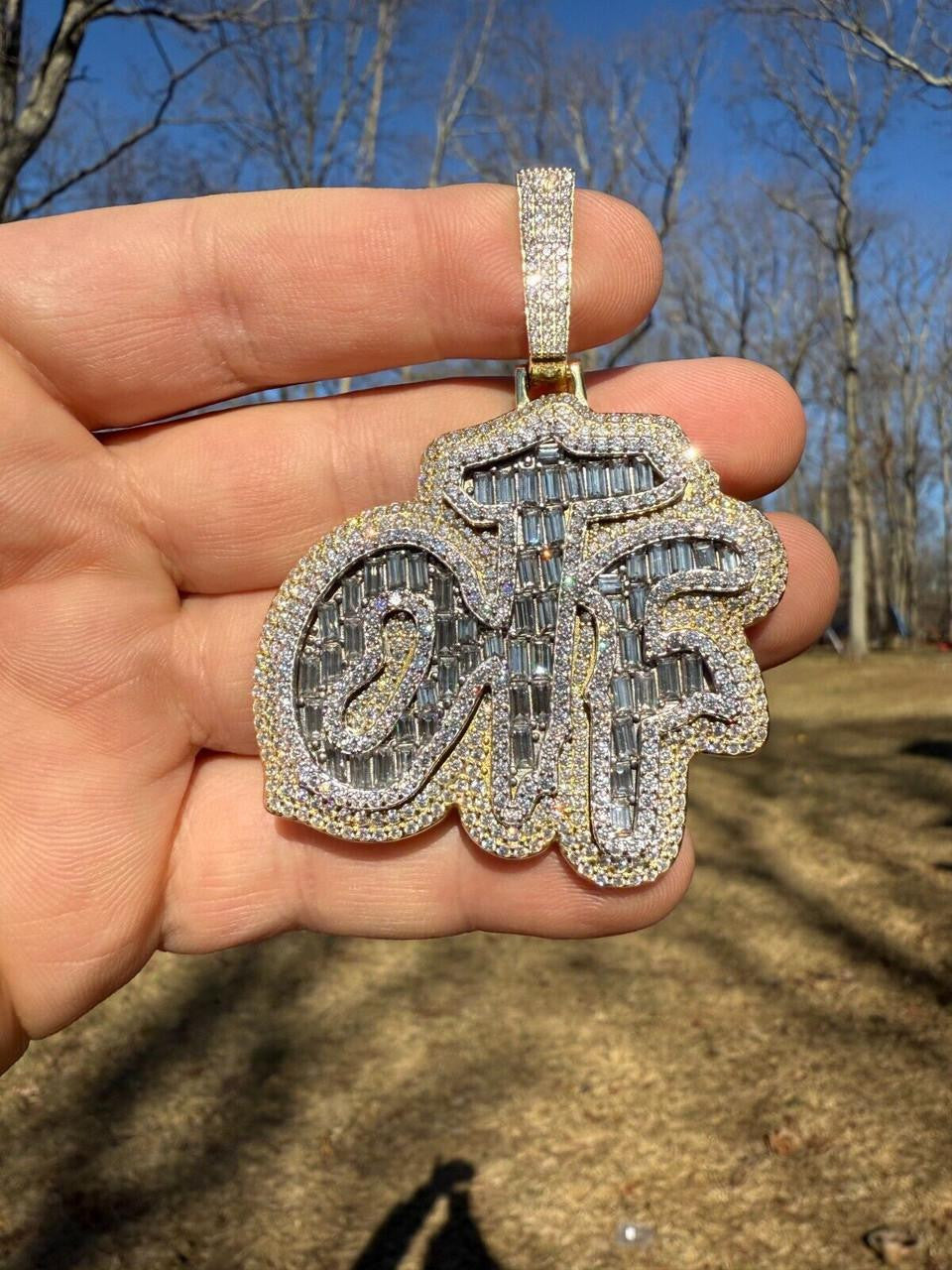 HarlemBling MOISSANITE OTF "Only The Family" Hip Hop Pendant - 14k Gold Vermeil Or 925 Silver - Large 2.75"