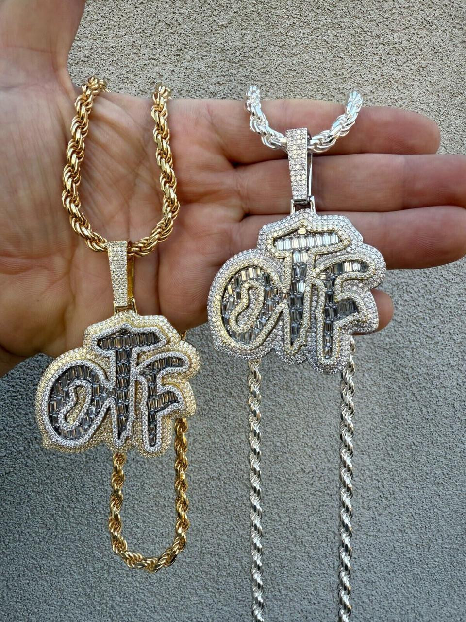 HarlemBling MOISSANITE OTF "Only The Family" Hip Hop Pendant - 14k Gold Vermeil Or 925 Silver - Large 2.75"