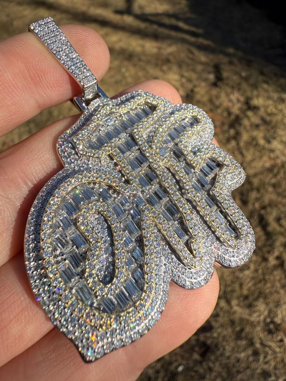 HarlemBling MOISSANITE OTF "Only The Family" Hip Hop Pendant - 14k Gold Vermeil Or 925 Silver - Large 2.75"