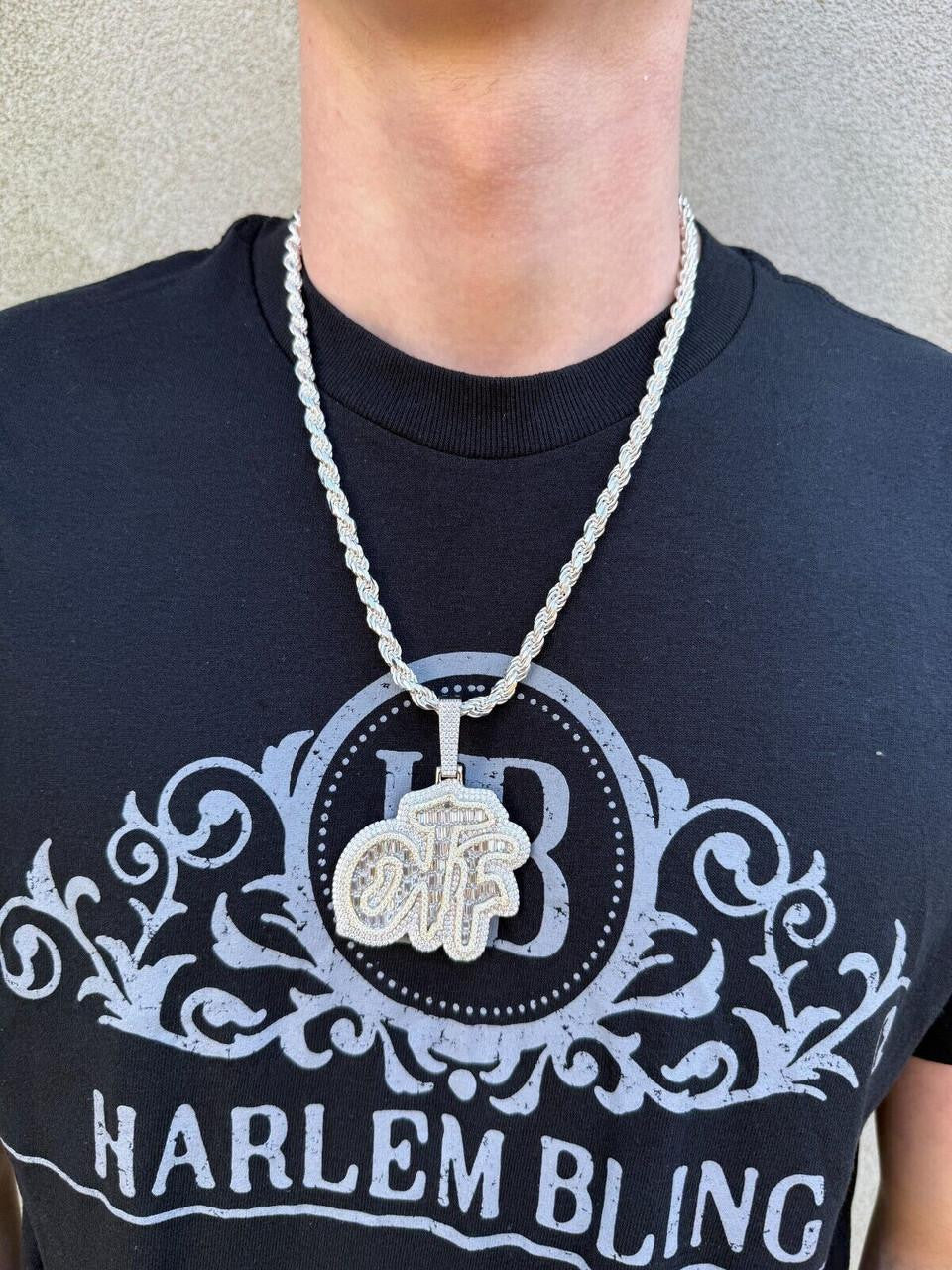 HarlemBling MOISSANITE OTF "Only The Family" Hip Hop Pendant - 14k Gold Vermeil Or 925 Silver - Large 2.75"