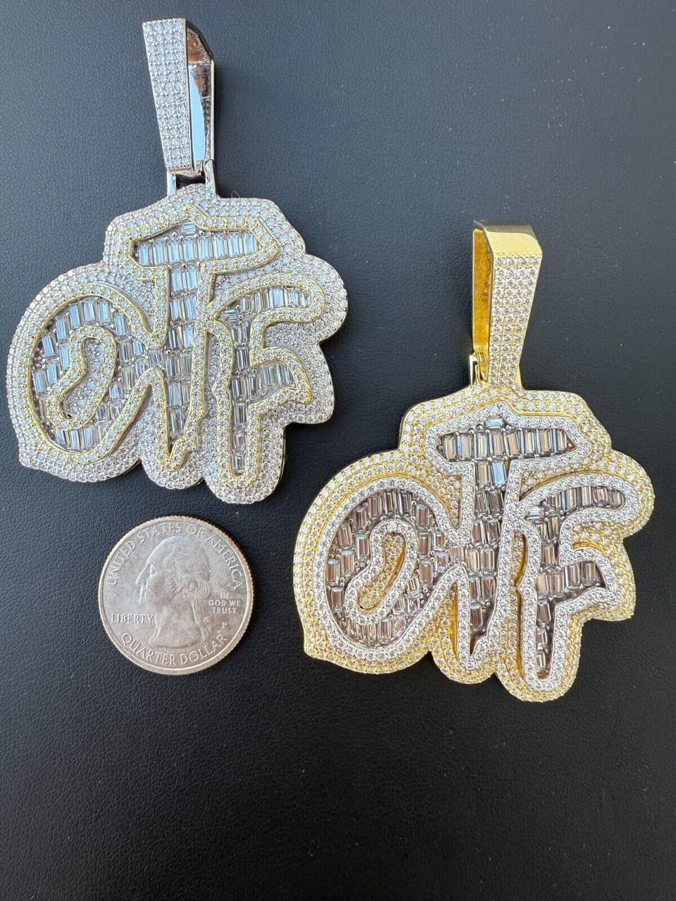 HarlemBling MOISSANITE OTF "Only The Family" Hip Hop Pendant - 14k Gold Vermeil Or 925 Silver - Large 2.75"