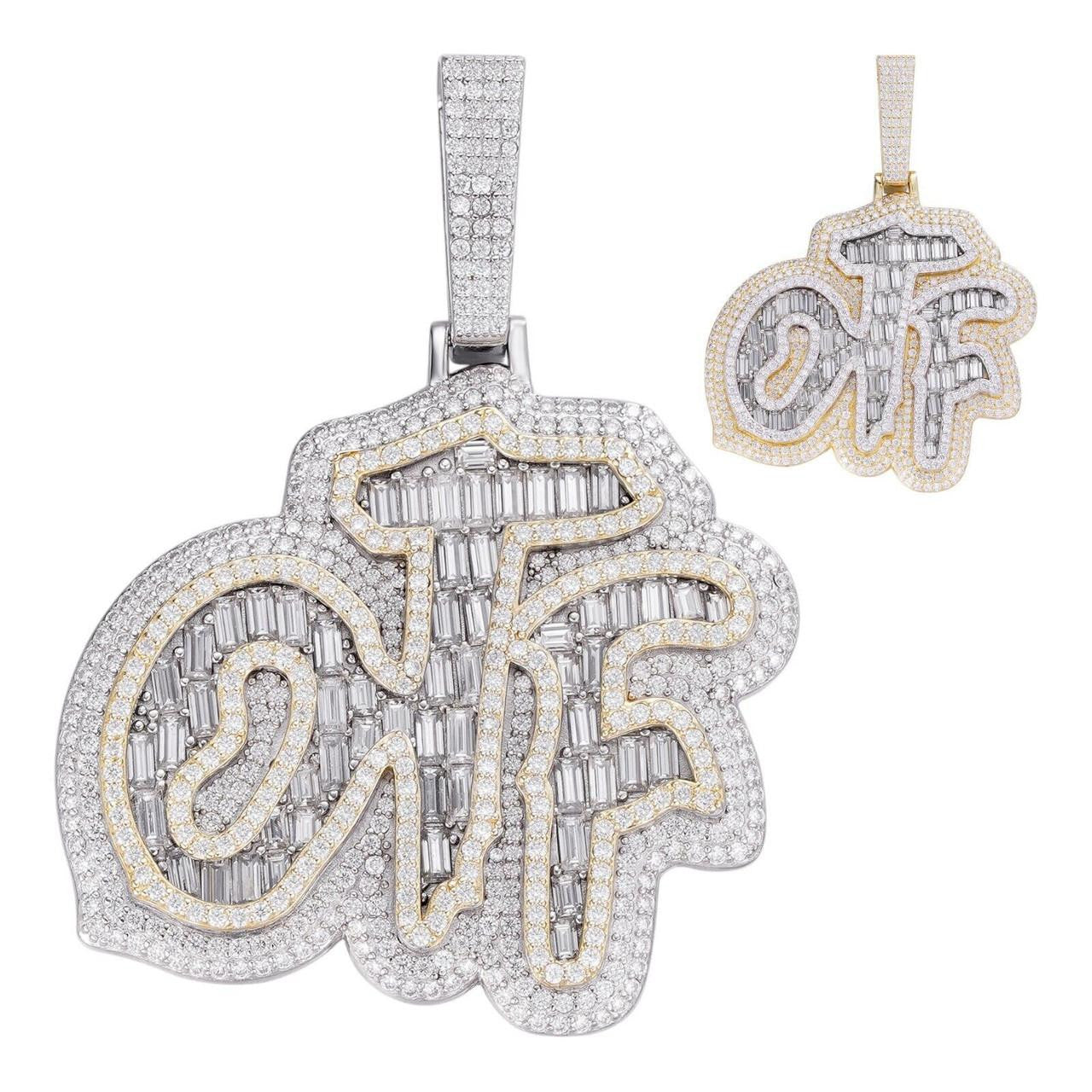 HarlemBling MOISSANITE OTF "Only The Family" Hip Hop Pendant - 14k Gold Vermeil Or 925 Silver - Large 2.75"