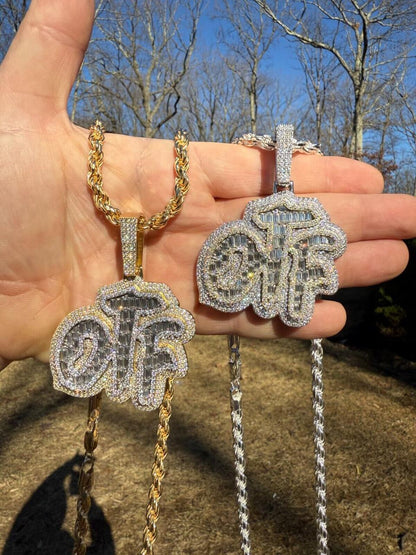 HarlemBling MOISSANITE OTF "Only The Family" Hip Hop Pendant - 14k Gold Vermeil Or 925 Silver - Large 2.75"