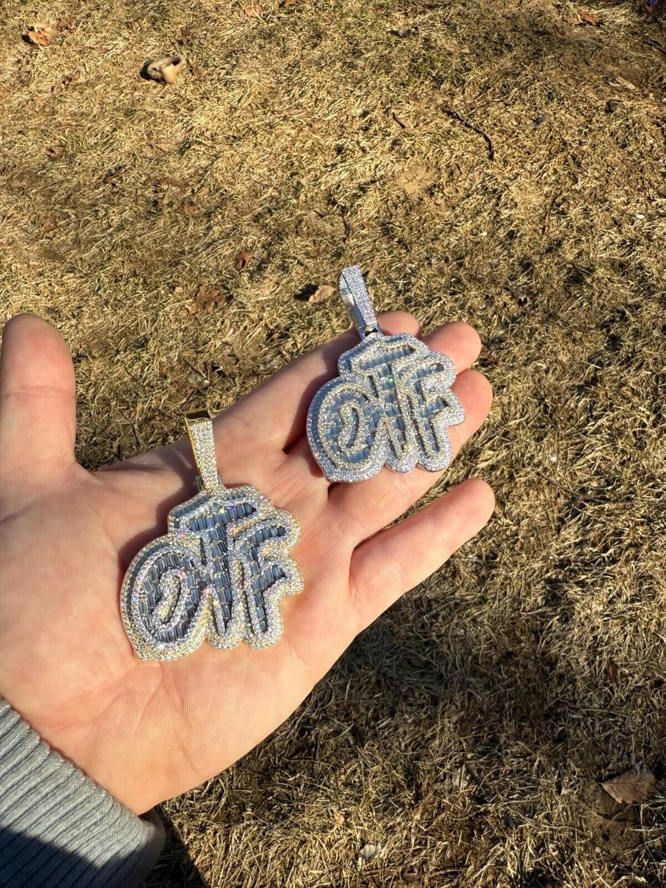 HarlemBling MOISSANITE OTF "Only The Family" Hip Hop Pendant - 14k Gold Vermeil Or 925 Silver - Large 2.75"