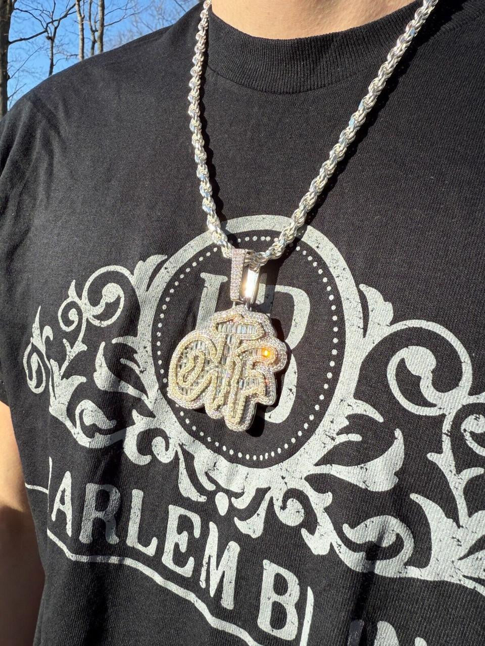 HarlemBling MOISSANITE OTF "Only The Family" Hip Hop Pendant - 14k Gold Vermeil Or 925 Silver - Large 2.75"