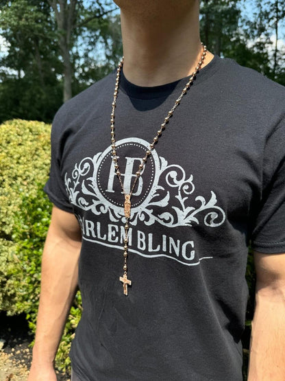 HarlemBling MOISSANITE Our Divine Mother Of Jesus Rosary Beads Necklace Iced Out - 14k Rose Gold Vermeil 925 Silver - 6mm - 30"