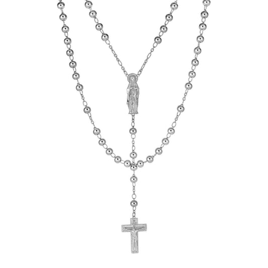 HarlemBling MOISSANITE Our Divine Mother Of Jesus Rosary Beads Necklace Iced Out - 925 Silver - 6mm - 30"