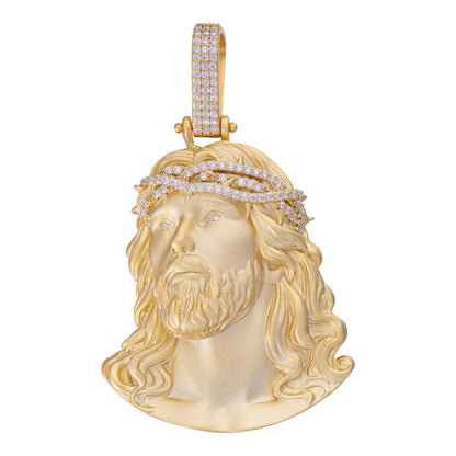 HarlemBling MOISSANITE Passion Of The Christ Jesus Pendant - 14k Gold Vermeil 925 Silver - 3 Sizes 1.5"-3"