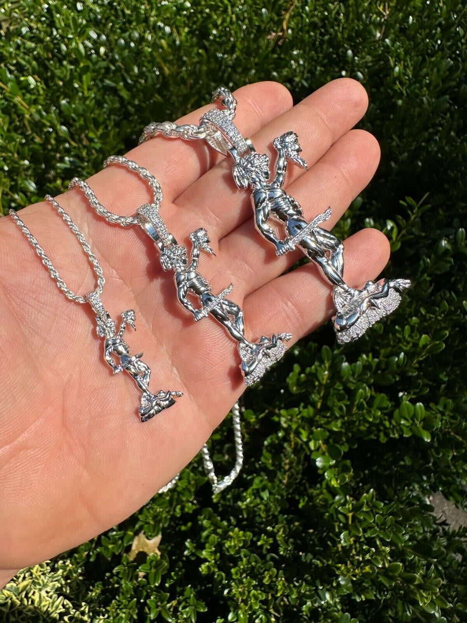 MOISSANITE Perseus W. Medusa Head Pendant - Iced Necklace Real 925