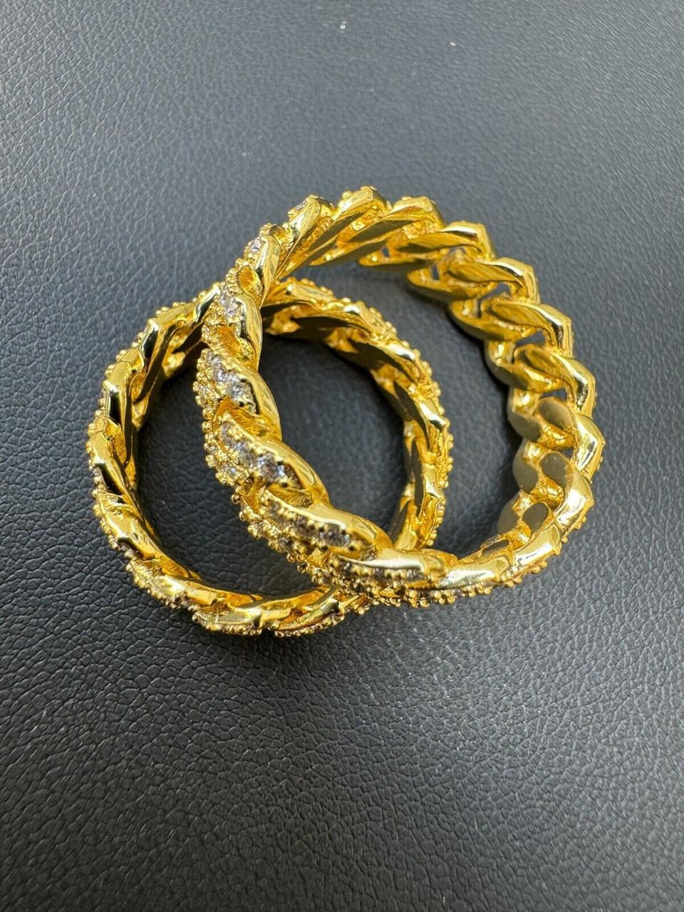 HarlemBling MOISSANITE Prong Cuban Eternity Band Ring - 14k Gold Vermeil 925 Silver