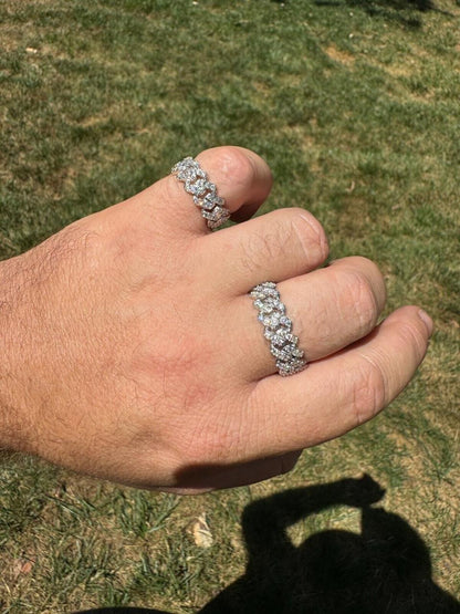 HarlemBling MOISSANITE Prong Cuban Eternity Band Ring - 925 Silver