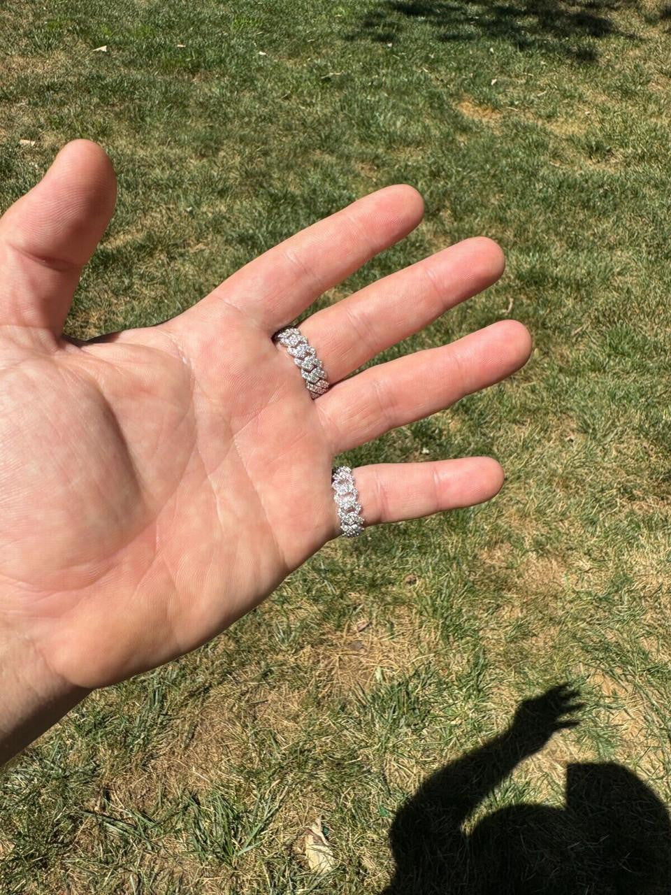 HarlemBling MOISSANITE Prong Cuban Eternity Band Ring - 925 Silver