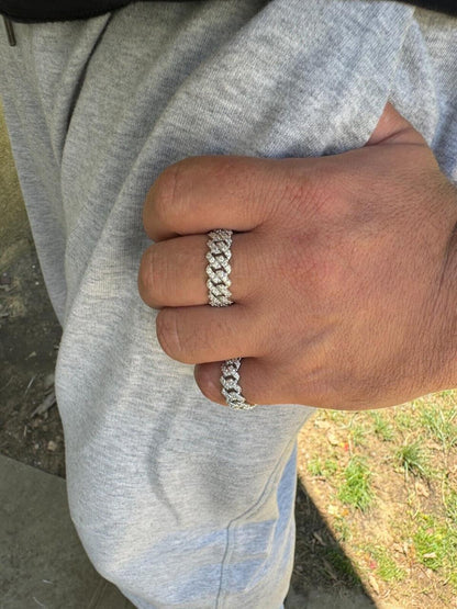 HarlemBling MOISSANITE Prong Cuban Eternity Band Ring - 925 Silver