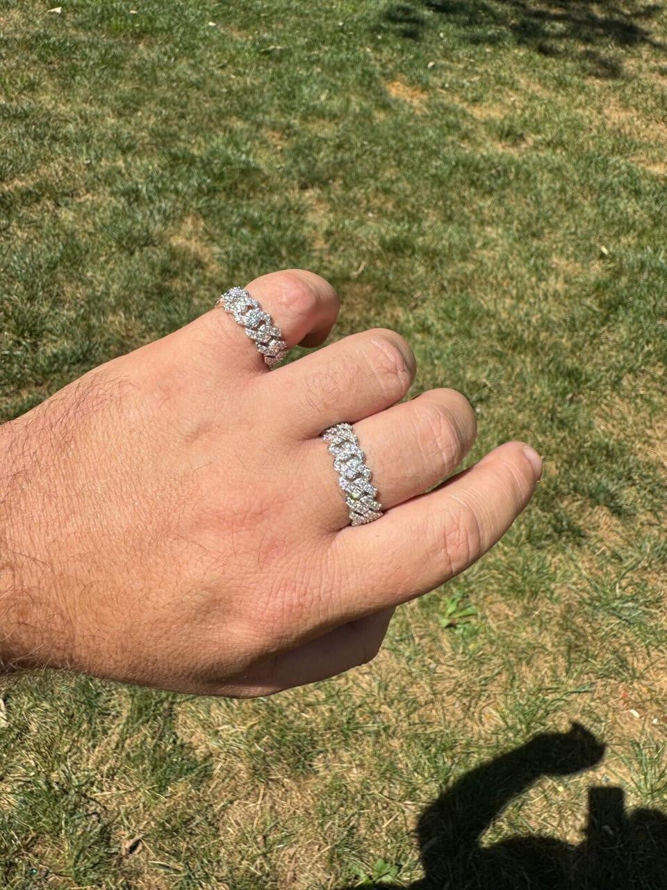 HarlemBling MOISSANITE Prong Cuban Eternity Band Ring - 925 Silver