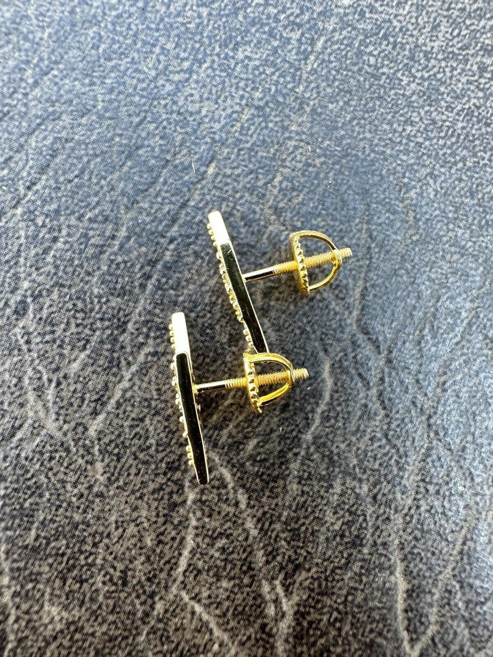 HarlemBling Moissanite Real 14k Gold Over 925 Silver Iced Hip Hop Lightning Bolt Earrings