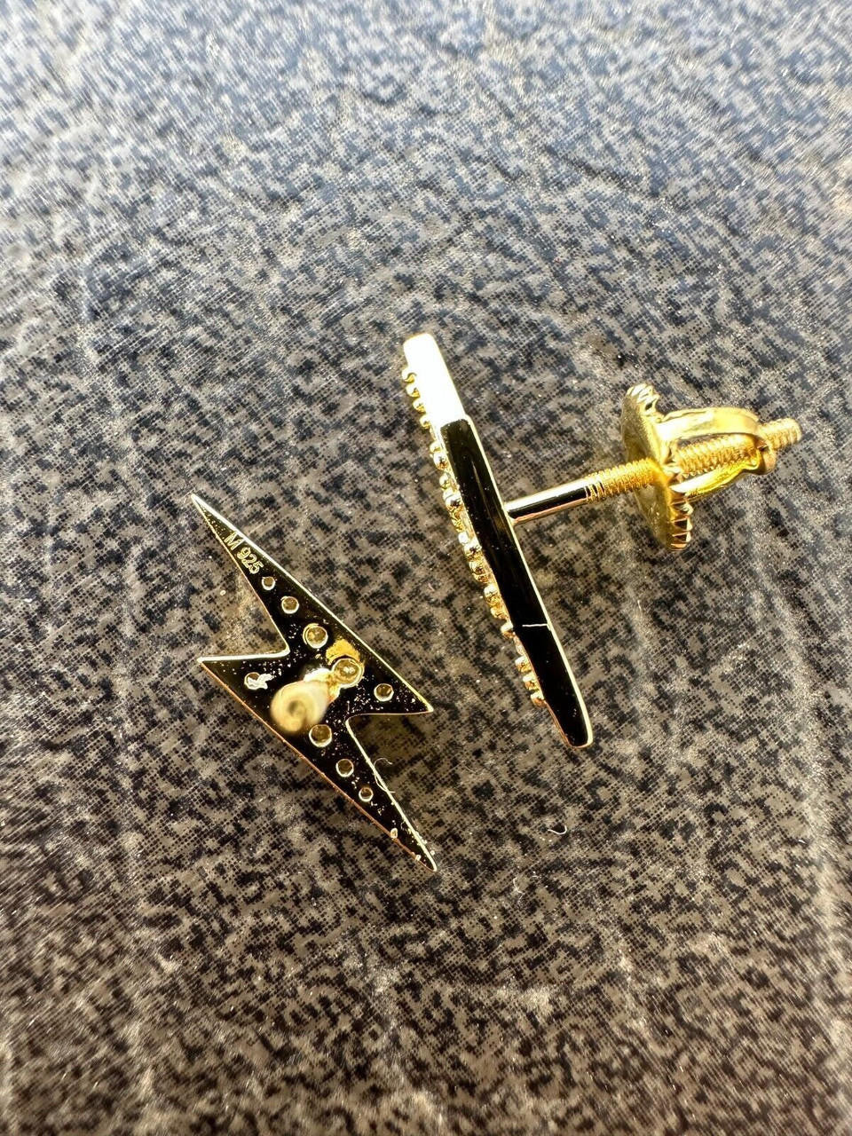 HarlemBling Moissanite Real 14k Gold Over 925 Silver Iced Hip Hop Lightning Bolt Earrings