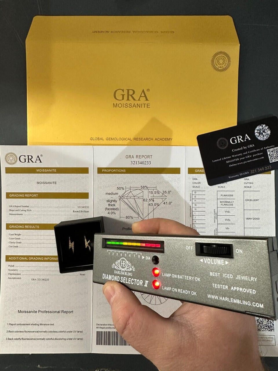 HarlemBling Moissanite Real 14k Gold Over 925 Silver Iced Hip Hop Lightning Bolt Earrings