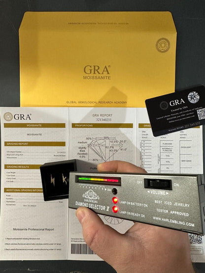 HarlemBling Moissanite Real 14k Gold Over 925 Silver Iced Hip Hop Lightning Bolt Earrings