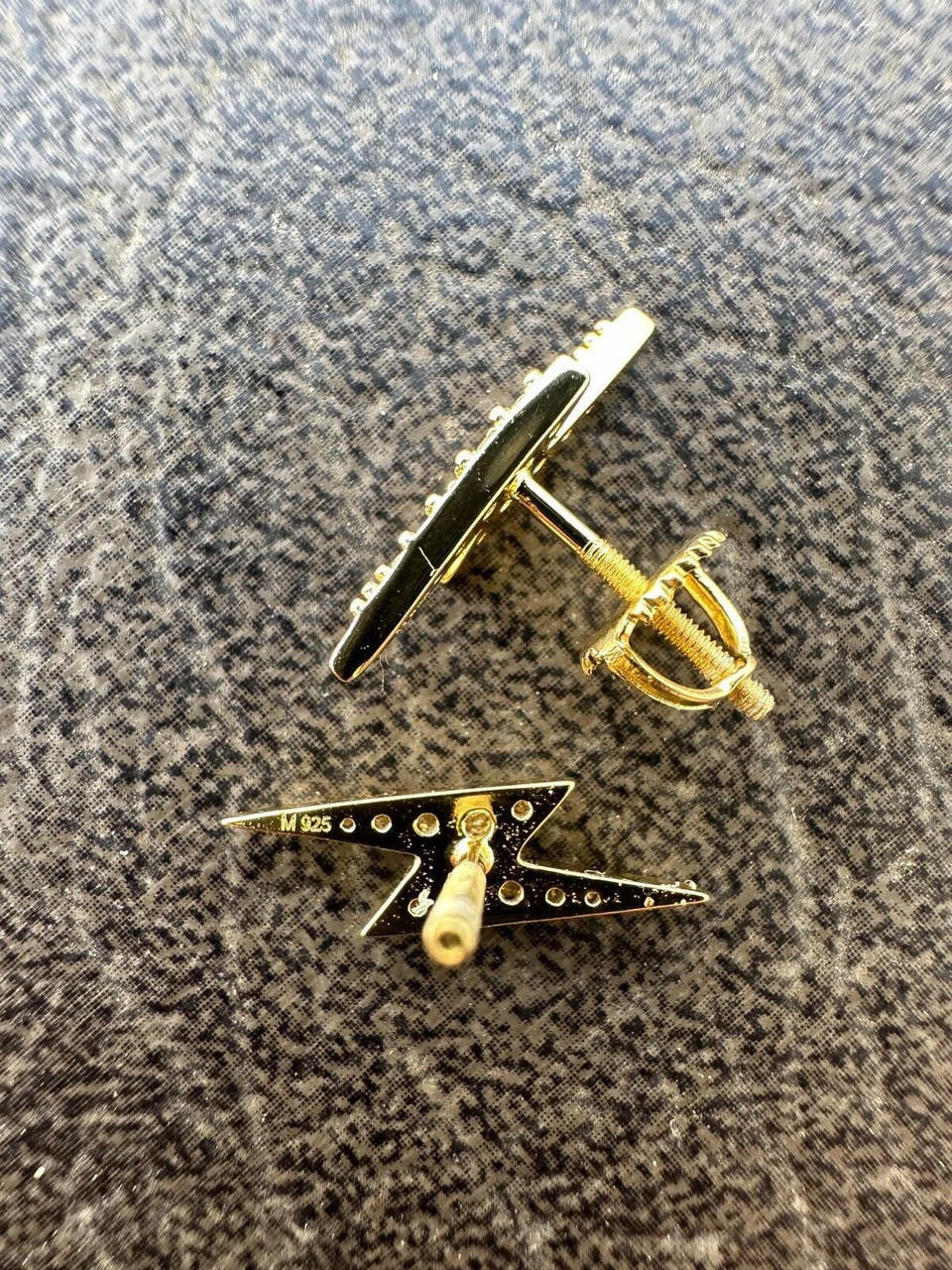 HarlemBling Moissanite Real 14k Gold Over 925 Silver Iced Hip Hop Lightning Bolt Earrings