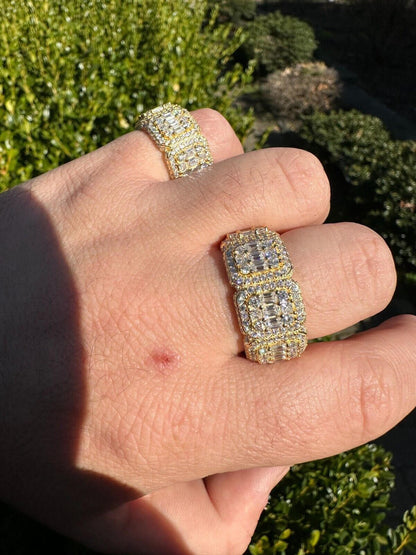 HarlemBling MOISSANITE Real 14k Gold Over 925 Silver Mens Baguette Pinky RING Iced 12mm Band