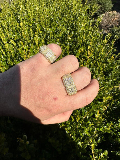 HarlemBling MOISSANITE Real 14k Gold Over 925 Silver Mens Baguette Pinky RING Iced 12mm Band