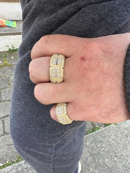 HarlemBling MOISSANITE Real 14k Gold Over 925 Silver Mens Baguette Pinky RING Iced 12mm Band