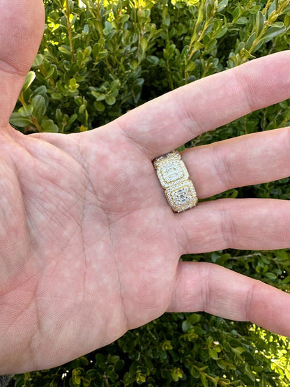 HarlemBling MOISSANITE Real 14k Gold Over 925 Silver Mens Baguette Pinky RING Iced 12mm Band