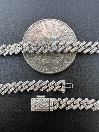 HarlemBling MOISSANITE Real 5mm Micro Miami Cuban Link Prong Chain Iced 925 Silver Necklace