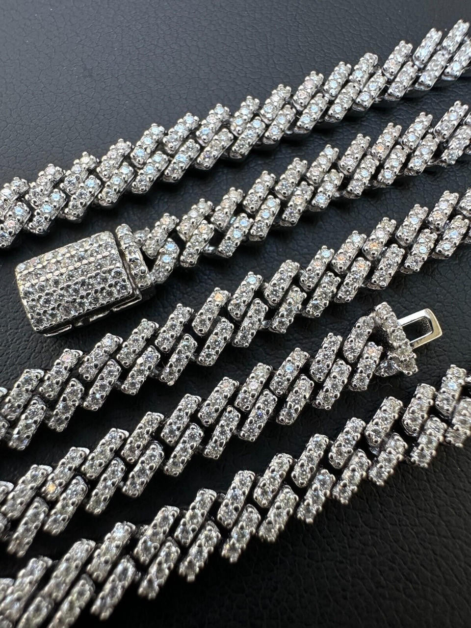 MOISSANITE Real 5mm Micro Miami Cuban Link Prong Chain Iced 925
