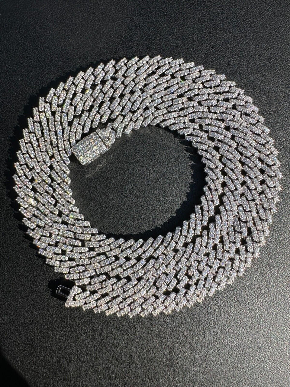MOISSANITE Real 5mm Micro Miami Cuban Link Prong Chain Iced 925