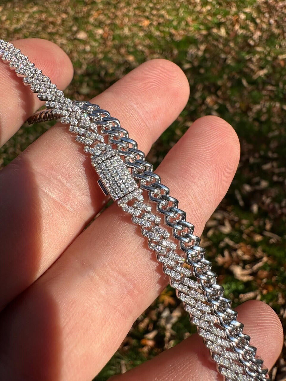 HarlemBling MOISSANITE Real 5mm Micro Miami Cuban Link Prong Chain Iced 925 Silver Necklace