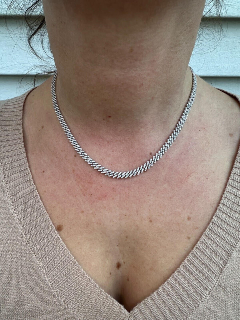 HarlemBling MOISSANITE Real 5mm Micro Miami Cuban Link Prong Chain Iced 925 Silver Necklace
