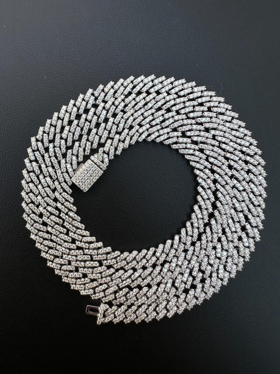 MOISSANITE Real 5mm Micro Miami Cuban Link Prong Chain Iced 925