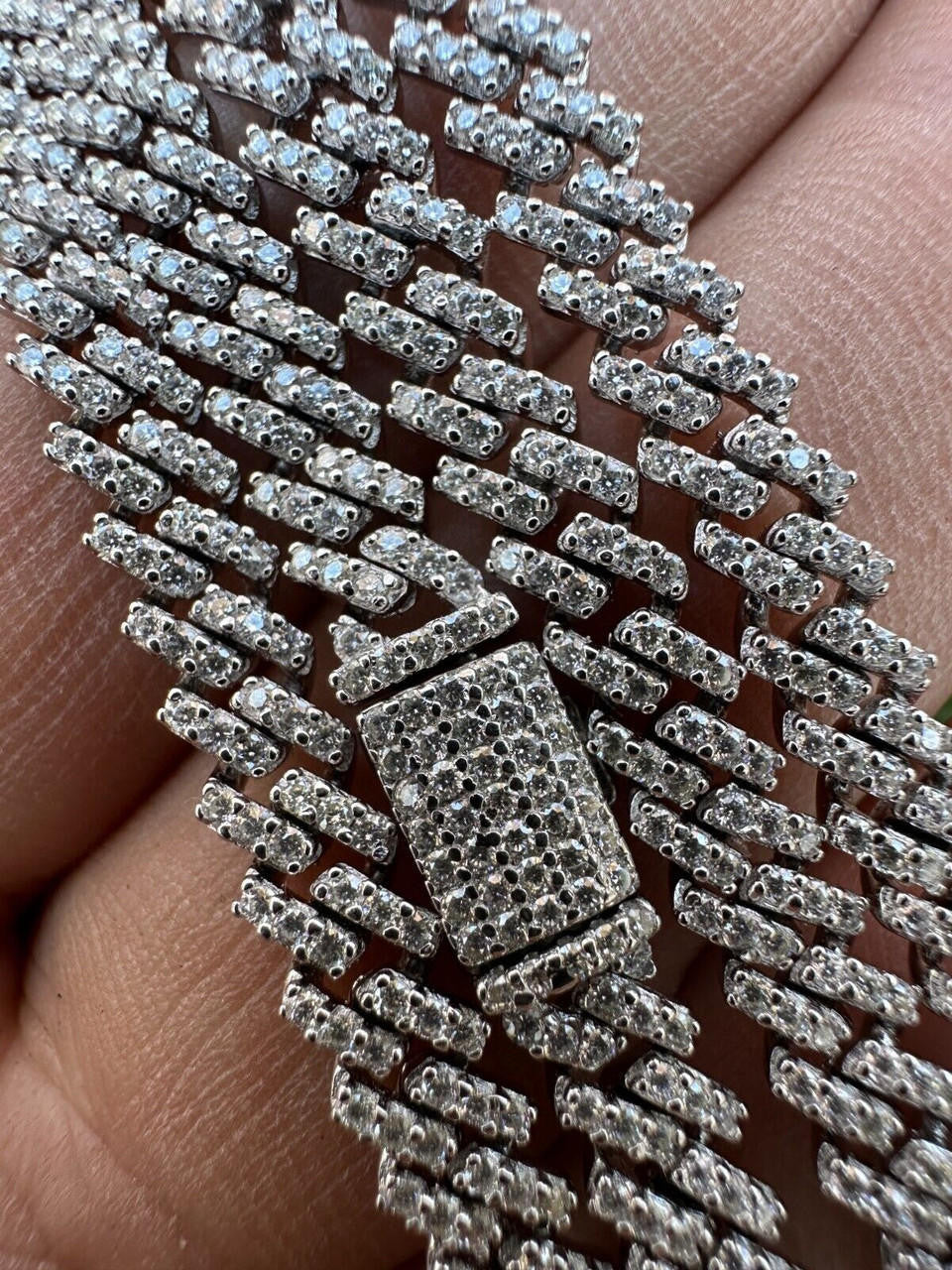 HarlemBling MOISSANITE Real 5mm Micro Miami Cuban Link Prong Chain Iced 925 Silver Necklace