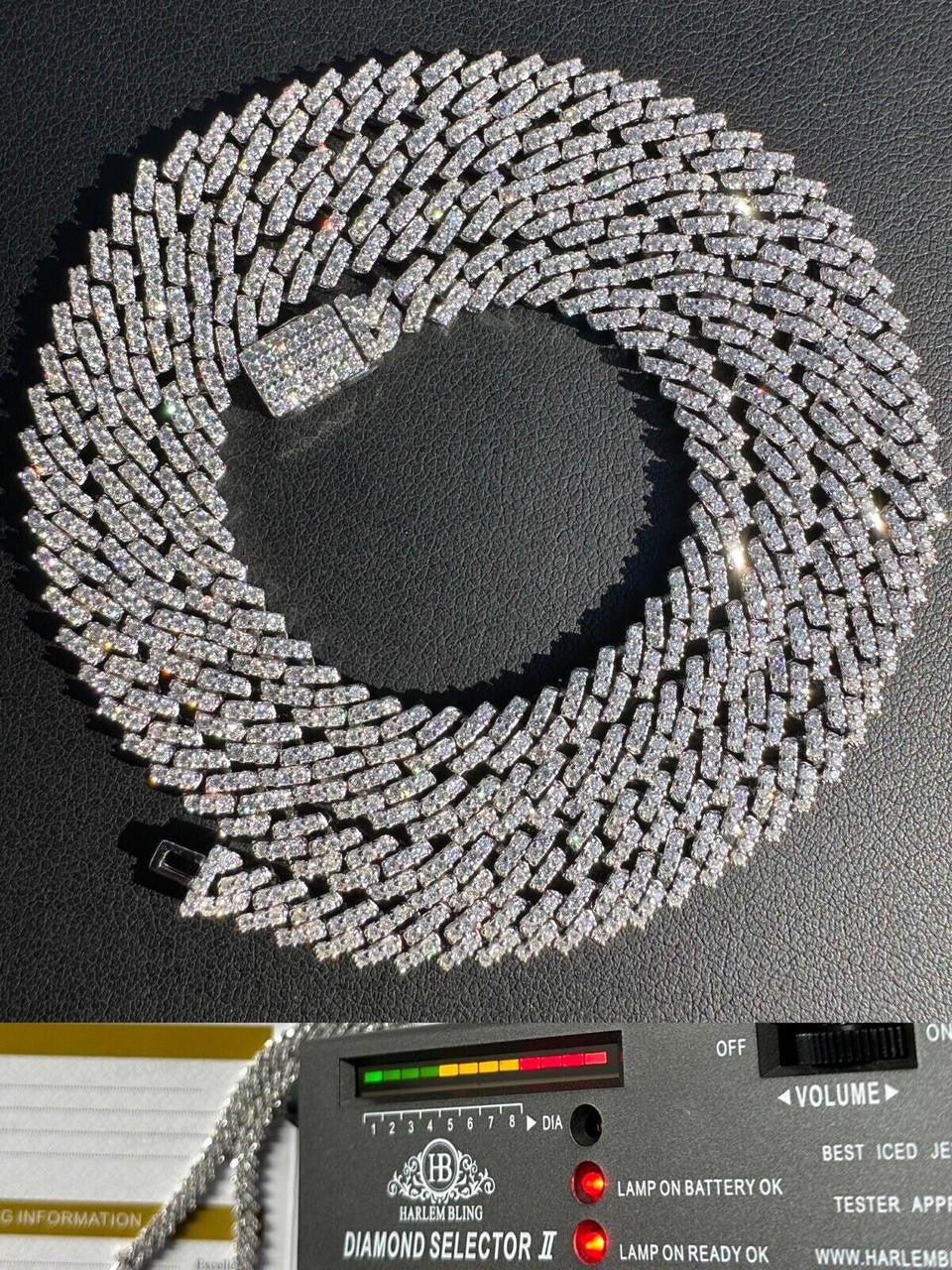 ピアス　No.5251 MOISSANITE Real 5mm Micro Miami Cuban Link Prong Chain Iced 925