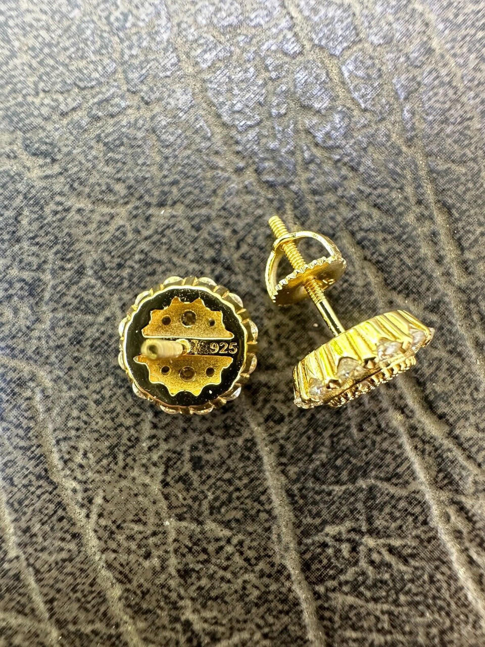 HarlemBling MOISSANITE Real 925 Silver 14k Gold Plated Iced Cluster Round Hip Hop Earrings