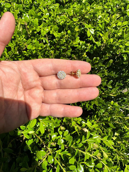 HarlemBling MOISSANITE Real 925 Silver 14k Gold Plated Iced Cluster Round Hip Hop Earrings