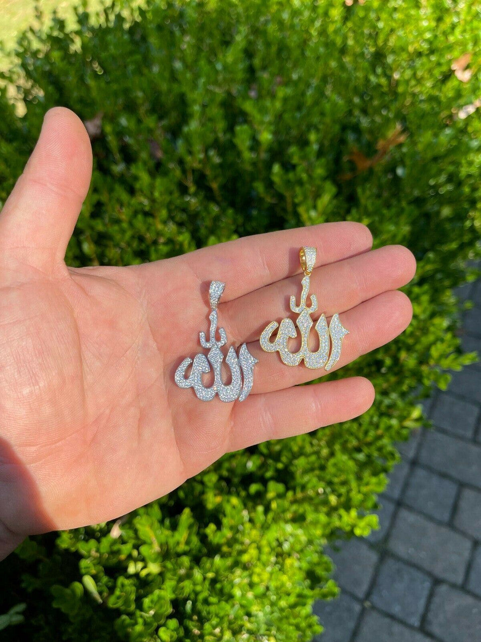 HarlemBling MOISSANITE Real 925 Silver/ Gold Allah Islamic Pendant Iced Pass Diamond Tester