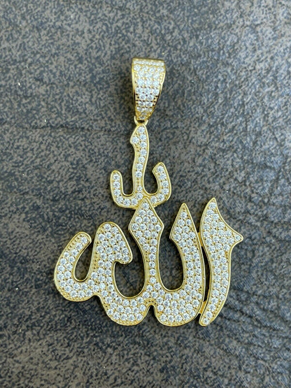 HarlemBling MOISSANITE Real 925 Silver/ Gold Allah Islamic Pendant Iced Pass Diamond Tester