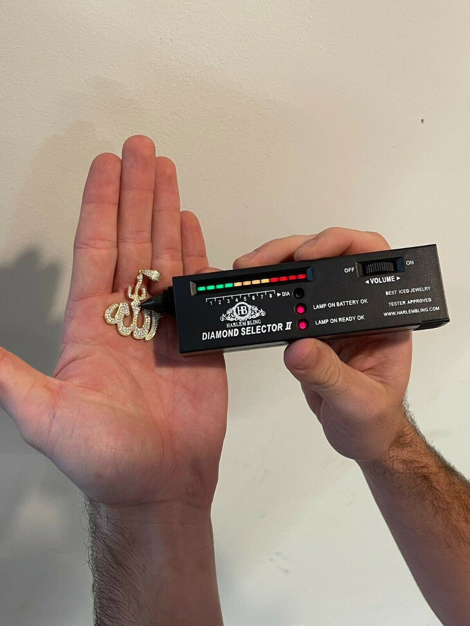 HarlemBling MOISSANITE Real 925 Silver/ Gold Allah Islamic Pendant Iced Pass Diamond Tester