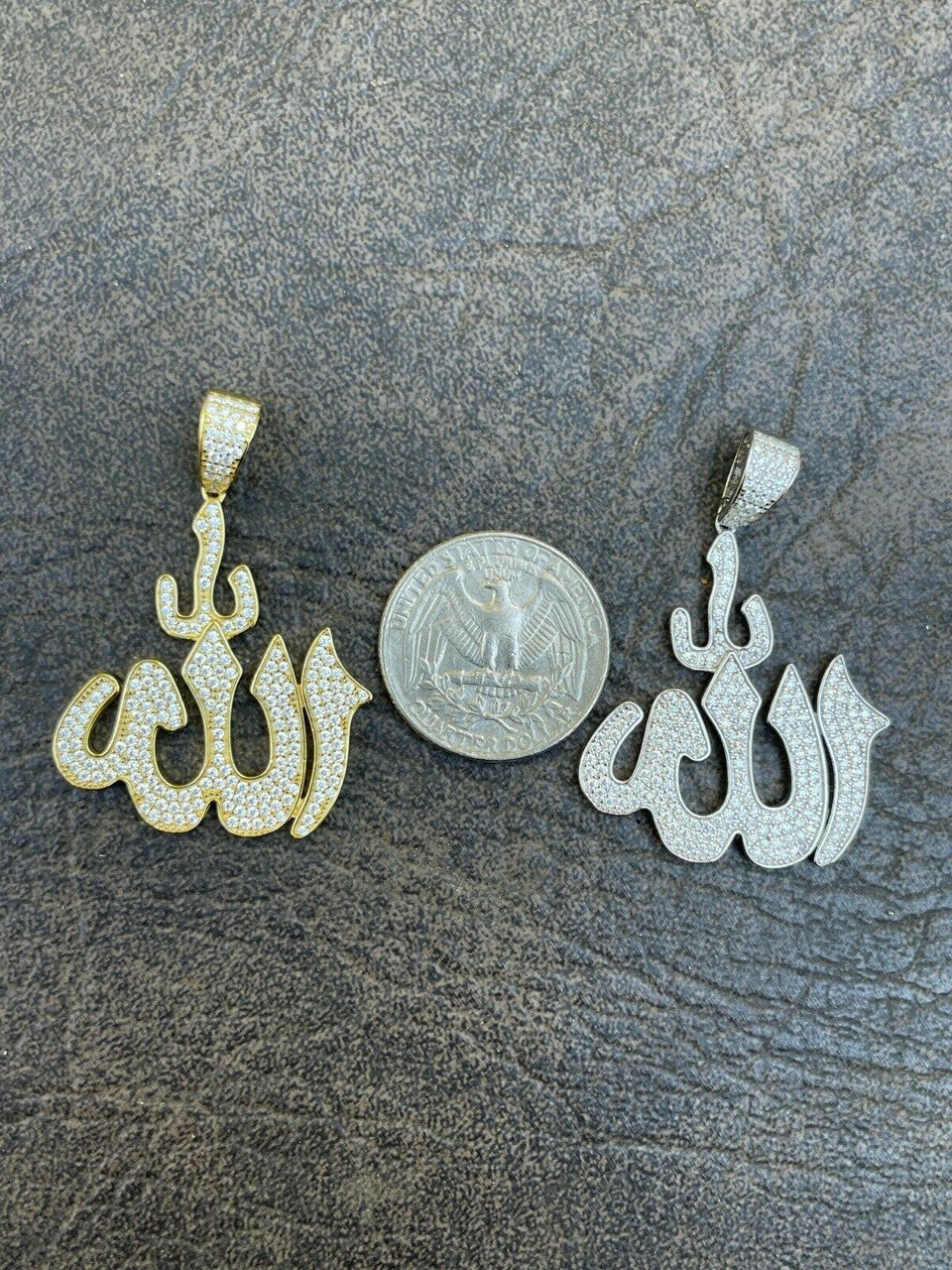 HarlemBling MOISSANITE Real 925 Silver/ Gold Allah Islamic Pendant Iced Pass Diamond Tester