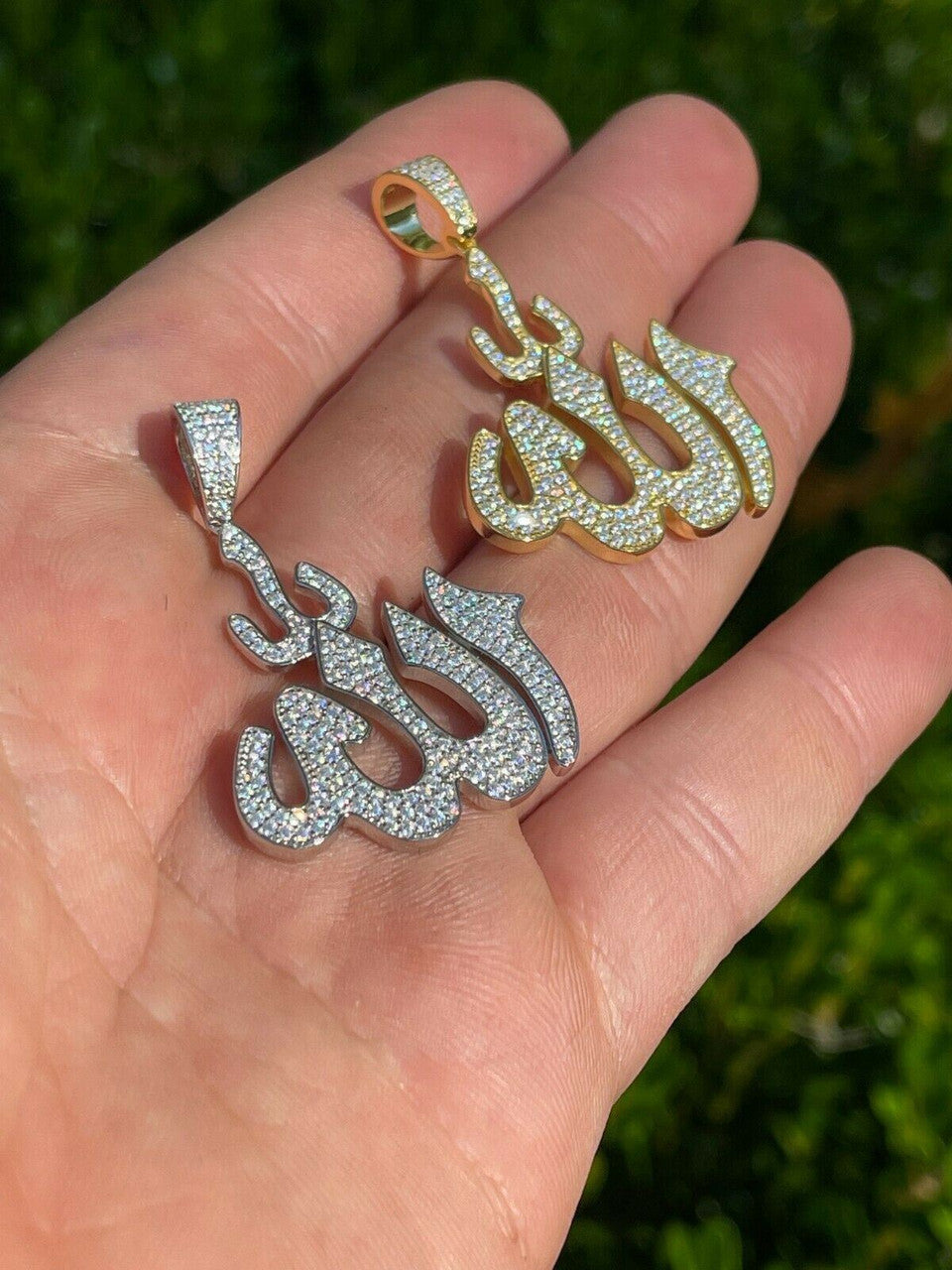 HarlemBling MOISSANITE Real 925 Silver/ Gold Allah Islamic Pendant Iced Pass Diamond Tester