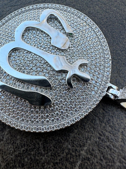 HarlemBling MOISSANITE Real 925 Silver / Gold Allah Medallion Arabic Necklace Pendant Iced