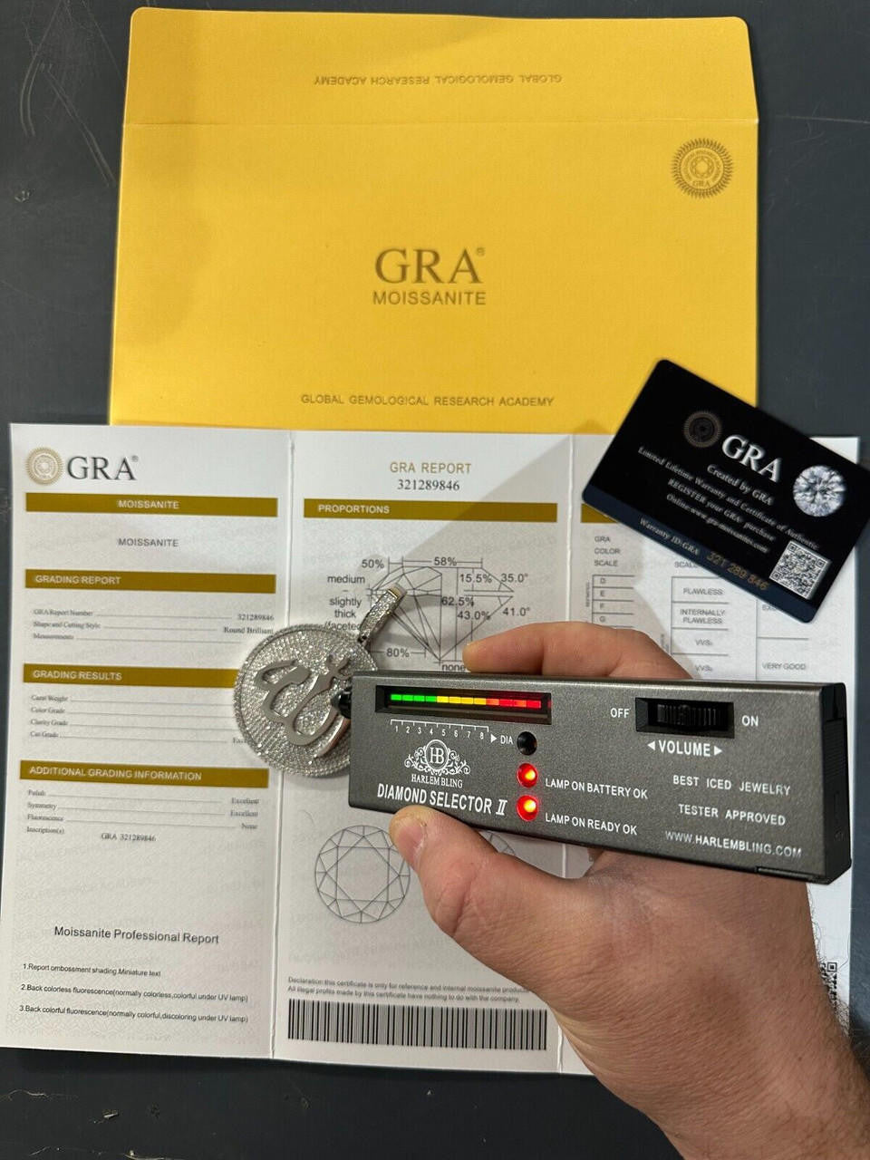 HarlemBling MOISSANITE Real 925 Silver / Gold Allah Medallion Arabic Necklace Pendant Iced