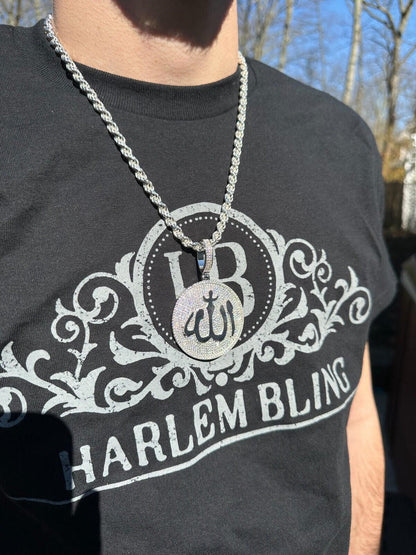HarlemBling MOISSANITE Real 925 Silver / Gold Allah Medallion Arabic Necklace Pendant Iced