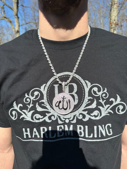 HarlemBling MOISSANITE Real 925 Silver / Gold Allah Medallion Arabic Necklace Pendant Iced