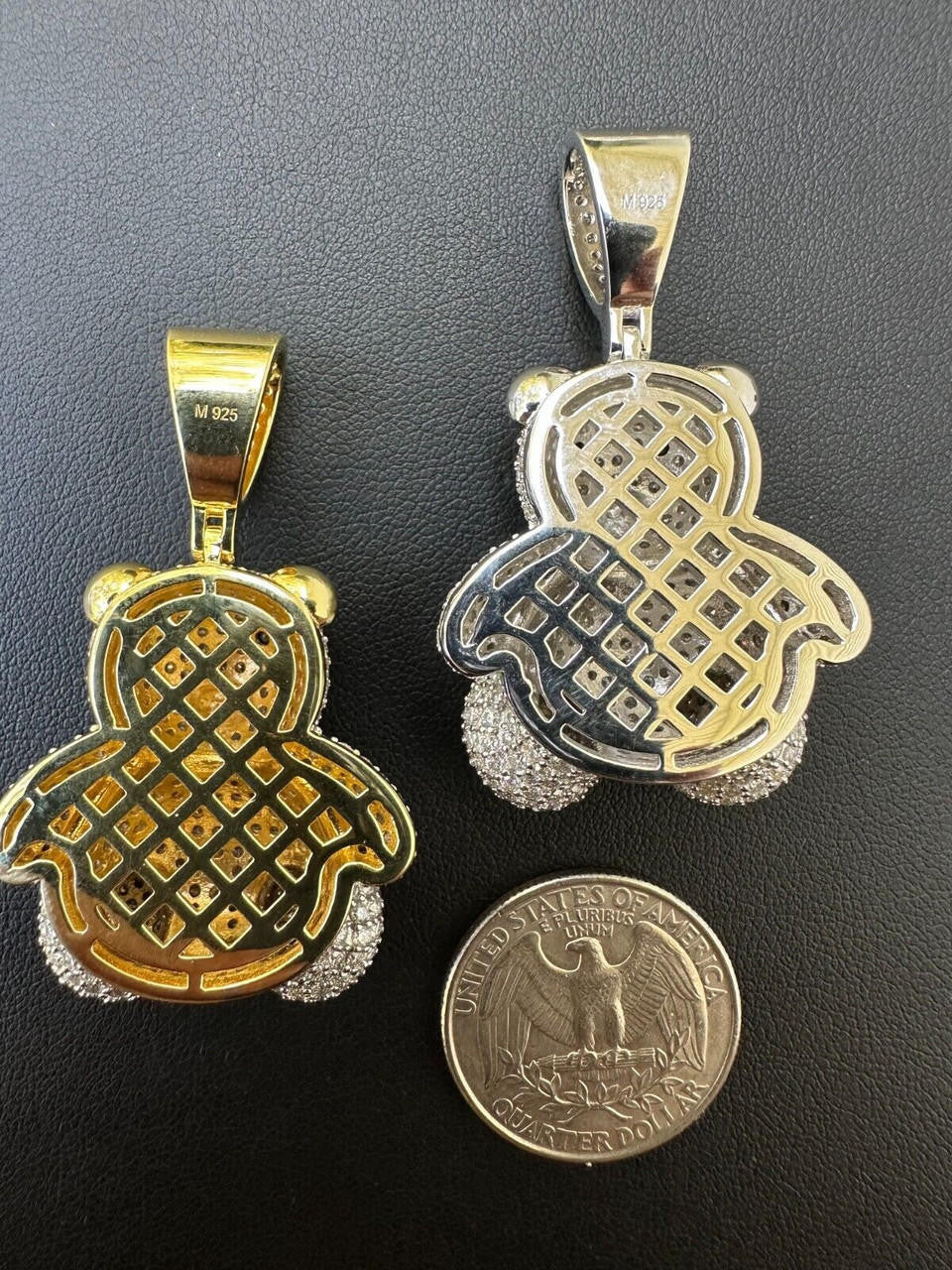 HarlemBling MOISSANITE Real 925 Silver / Gold Iced 3D Teddy Bear Pendant Hip Hop Necklace