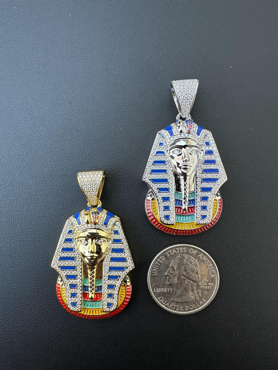 MOISSANITE Real 925 Silver Gold Iced Kig Tut Egyptian Pharoah